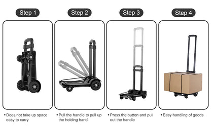 4 Wheel Trolley 40KG Heavy Duty Foldable Hand Sack Home Use Folding Truck Barrow Cart Portable Travel Luggage Shopping Cart