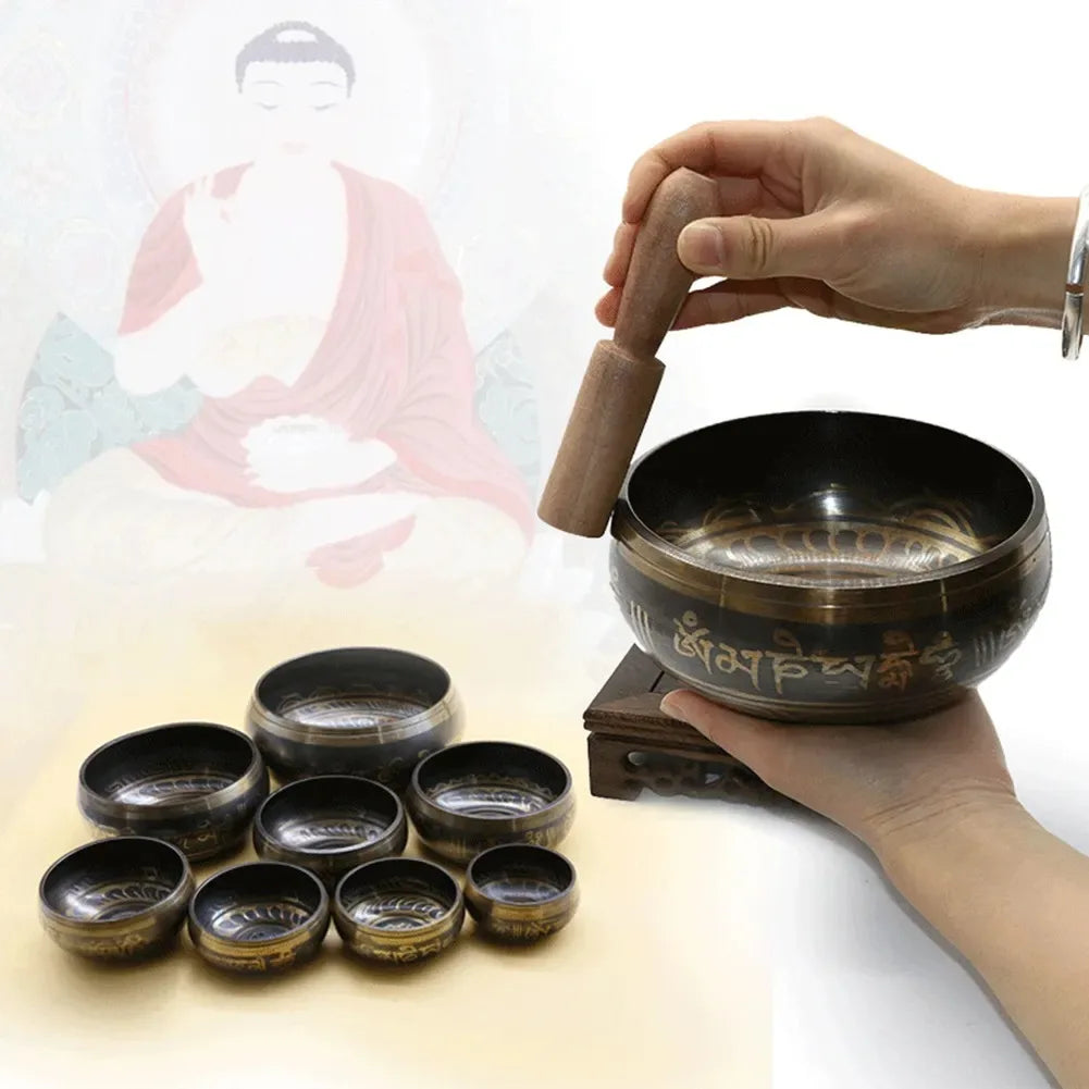Tibetan Chime Singing Bowl Nepal Tibetan Sing Bowl Handmade Buddha Buddhist Sound Yoga Meditation Healing Copper Singing Bowl