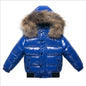 Kids Winter Down Jacket Real Faux Fur Waterproof Shiny Thick Warm Outerwear