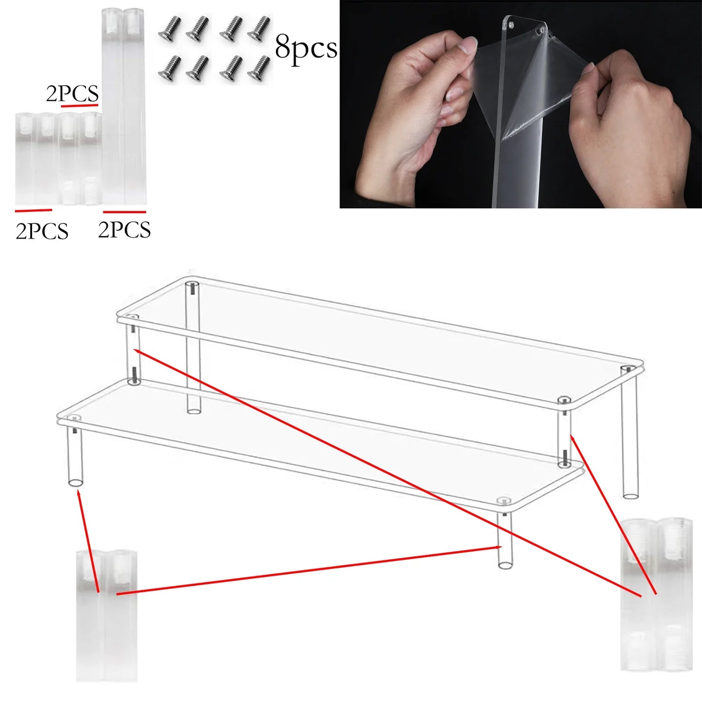 Acrylic Riser Display Stand Perfume Organizer Shelves for Amiibo Funko Figures Toys Cupcake Desserts Collection Cosmetic Jewelry