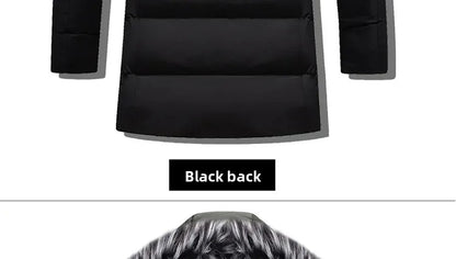 Men's Winter Thick Cotton Parka Casual Long Coat with Removable Hat Slim Fit Warm And Comfortable