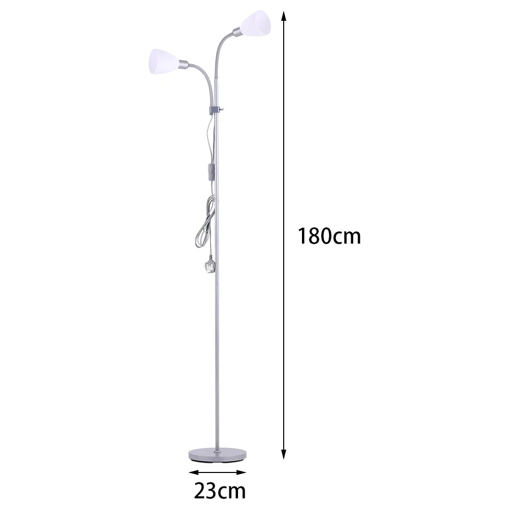 KOMORE Modern 2 Head Standing Floor Lamp Adjustable Lamp Heads 180cm Bronze&Grey  for Living Room, Office, Bedroom, Hallway