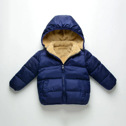 Winter Baby Kids Fleece Jacket Warm Hooded Down Outerwear