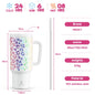 Meoky 40oz Cup Tumbler with Handle Straw Stainless Steel Multi-Prints Coffee Cup Travel Water Bottle Leak-Proof Car Mug Gifts