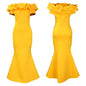Elegant Women Long Evening Dresses Ruched Off Shoulder Slim Bodycon Mermiad