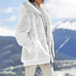 Women's Winter Fashionable Hooded Fleece Solid Color Jacket