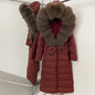 Real Faux Fur Collar Puffer Jacket Duck Down Thick Coat For Women
