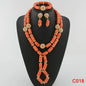 Latest Coral Jewelry Sets Nigerian Dubai Orange Necklace Sets of Beads African