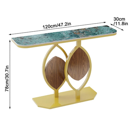 Exclusive Design Gold Leaf Console Table Entryway Accent Table Office Coffee Bar Metal Frame