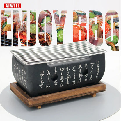 AIWILL Portable BBQ Grill Korean Food Carbon Furnace Barbecue Stove Charcoal Cooking Oven Household Outdoor Reusable Grill Box