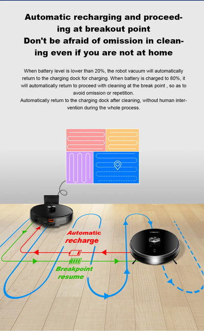 Liectroux / LILIN X6 LDS Robot Vacuum Cleaner,Laser Lidar Navigation,Wet Dry Mopping,6500Pa Suction,Multi-Floor Map,Carpet Boost