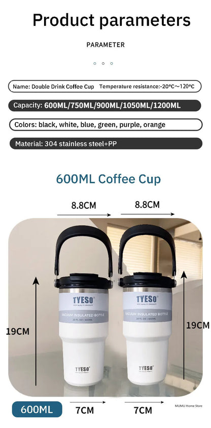 Tyeso Tumbler Coffee Cup Stainless Steel Vacuum Thermal Insulated Mug Large Capacity Double Drink Car Water Bottle Travel Mug
