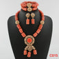 Latest Coral Jewelry Sets Nigerian Dubai Orange Necklace Sets of Beads African