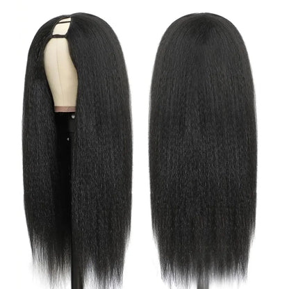 V Part 200% Density Kinky Straight 100% Human Hair 16-32 Inch Wig For Women With Drawstring No Leave Out No Sew In Wigs