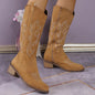 Women Chelsea Cowboy Knee High Boots for Women Mid Heels Walking Shoes Winter