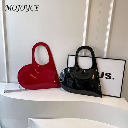 Luxury Design Heart Ladies Handbag PU Leather Underarm Bag Solid Color Trendy Tote Bag Summer Top Hand Bag for Women and Girls