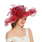 Women's Fascinators Organza Sun Hats Wide Brim Wedding Bride Tea Party Church
