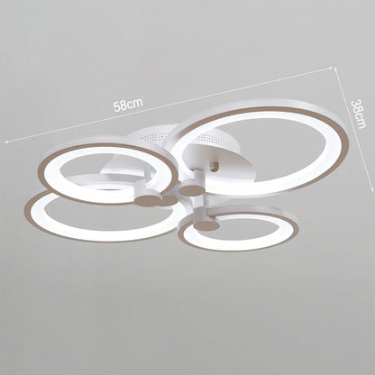KOMORE Modern Circular LED Semi Flush Ceiling Light, 54 W/94W/142W Cool White for Nordic Decor for Office, Living Room, Bedroom
