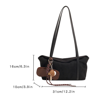 Autumn and Winter Vintage Women's Bag Suede Shoulder Bag Luxury Designer Top Handle Clutch Bag Purse for Women Retro Handbags