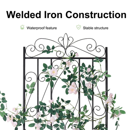 Large Tall Metal Garden Trellis, Plant Climbing Aid, Lattice Antirust Border, Outdoor Yard, 2Pcs