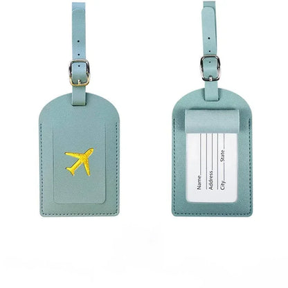 Stamped Leather Business Luggage Tag Suitcase Address Label Luggage Boarding Case Label Name ID Address Clip Travel Accessories