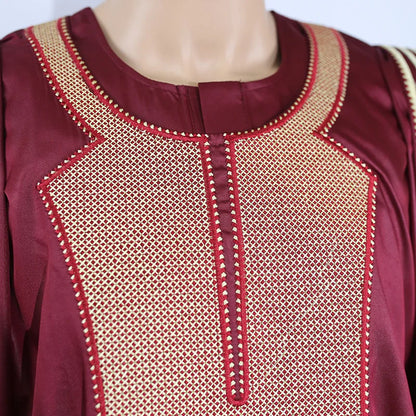 H&D African Agbada Suit For Men Embroidered Robes Dashiki Cover Shirt Pants 3 PCS Set Boubou Africain Homme Musulman Ensembles
