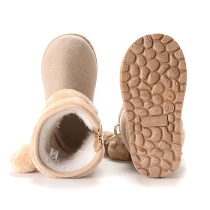 Babies Winter Snow Boots Comfortable Thick Warm Lobbing Ball Cute Boots