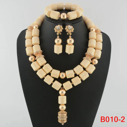 Traditional Nigerian Wedding Artificial Coral Beads Bridal Jewelry Sets African