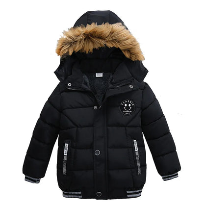 2025 Winter Children Warm Clothing Boys Down Jacket Baby Polyester Fiber Hooded