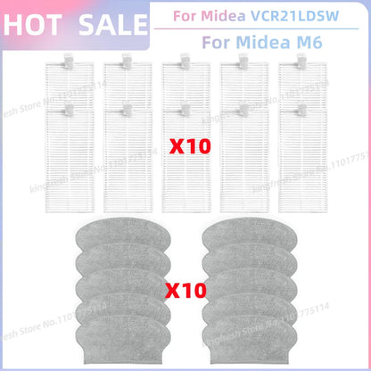 Fit For Midea VCR21LDSW / Midea M6 / Eureka NER600 Robot Vacuum Parts Main Roller Side Brush Hepa Filter Mop Cloth Accessories