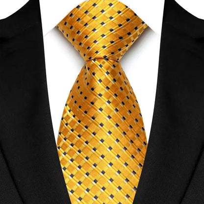 8cm Width Yellow Color Neck Ties For Men Paisley Dots Handmade