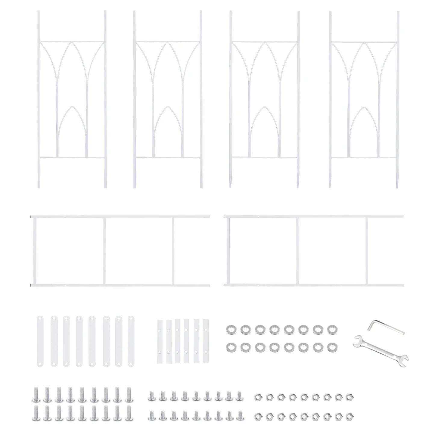 Stereoscopic White Garden Arch Arbor, Super Strong Metal Wedding Arch Decor, Outdoor Pergola Trellis