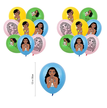 Cute movie Moana series Birthday Party dinnerware Disposable Banner Cake Topper Hanging Flag Moana Balloons Birthday Decoration