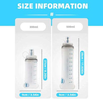 WRELS Water Bottle Folding Soft Flask Sport Water Bottle Water Bag Collapsible Running Camping Hiking Portable Light BPA Free