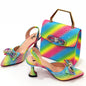 Women's Rhinestone Bow Side Italian Party Shoes And Bags Set