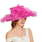 Women's Fascinators Organza Sun Hats Wide Brim Wedding Bride Tea Party Church