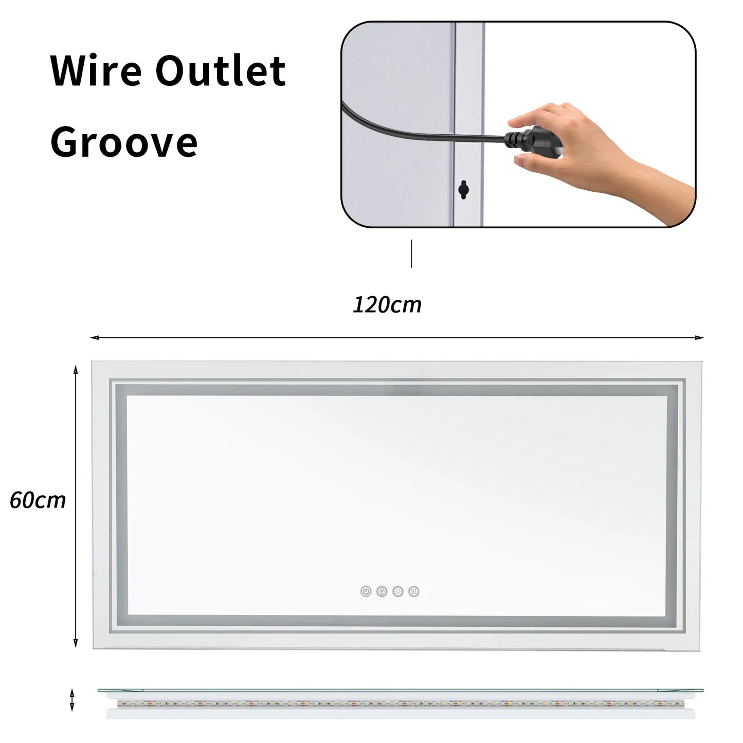 Large Full Size RGB LED Bathroom Mirror with Lights, Dimmable Wall Mirrors, Smart Anti-Fog, Vertical and Horizontal