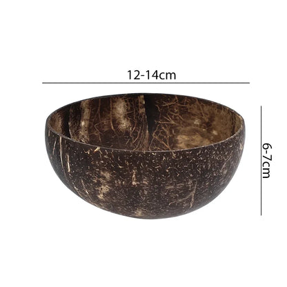 Natural Coconut Bowls And Wooden Spoon Sets Reusable Coconut Shell Bowls For Dessert Yogurt Fruit Salad Kitchen Tableware