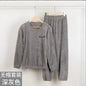 Double-Sided Coral Fleece Pajama Set Thickened Warm Leisure Wear for Autumn Winter Comfortable Polyester Sleepwear