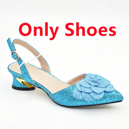 Women's Shoe and Bag Set Latest Luxury Italian Rhinstone Design for Wedding and