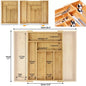 VickyHome Extendable Bamboo Cutlery Tray Kitchen Drawer Organiser 6-8 Storage Compartments