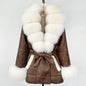 Women's Large Faux Fur Leather Jacket Warm Autumn Winter Outwear High Street