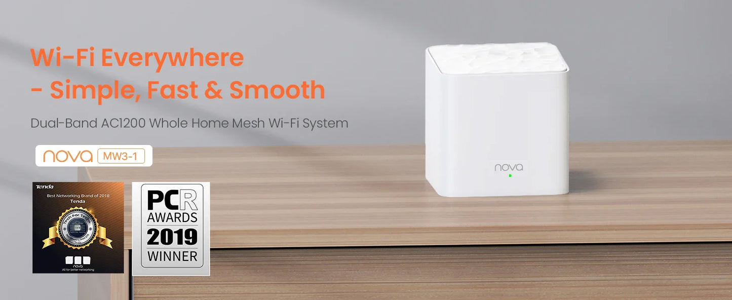 Tenda Nova Mesh WiFi System (MW3)-Up to 2000 sq.ft Whole Home Coverage Replaces Wi-Fi Router Extender Single Easy Step via APP