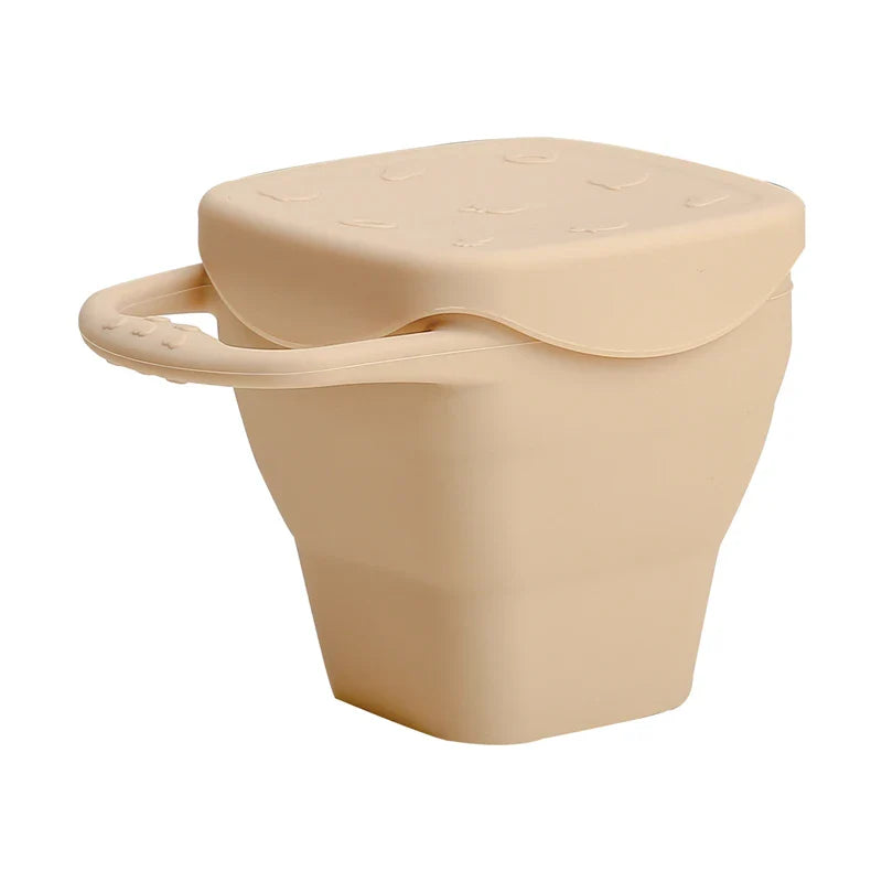 Baby Silicone Snack Cups for Toddlers Spill Proof Collapsible Toddle Portable Silicone Snack with Lids Baby food Storage Tank