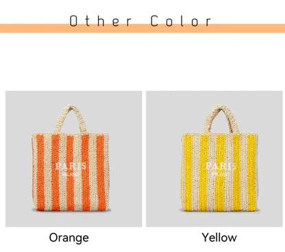 Women's Fashion Large Capacity Handmade Straw Knitting Tote Bag Summer Travel Beach Shoulder Bags Casual Simple Portable Handbag