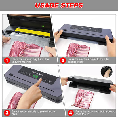 Vacuum Sealer, Food Sealing Machine with Built-in Cutter & Vacuum+10 Vacuum bags