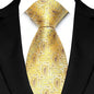 8cm Width Yellow Color Neck Ties For Men Paisley Dots Handmade