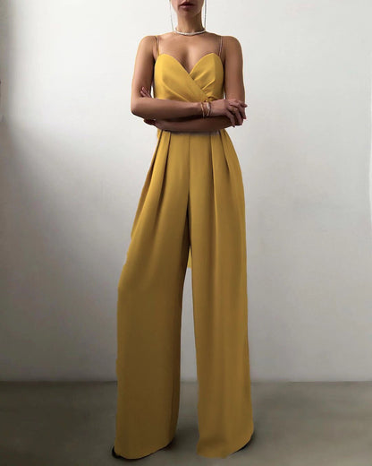 Imani - Elegant Spaghetti Strap Wide-Leg Jumpsuit