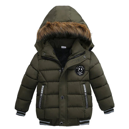 Autumn Winter Hooded Jacket for Kids - Boys & Girls Warm Fur Collar Zipper Outerwear Casual Fashion Baby Coat for Ages 2-6