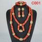 Latest Coral Jewelry Sets Nigerian Dubai Orange Necklace Sets of Beads African